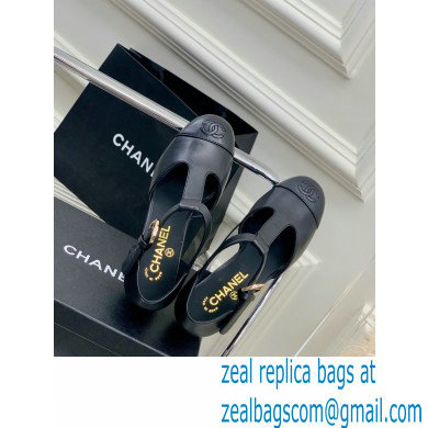 Chanel Heel 2cm Leather Round Toe Mary Janes Black 2023