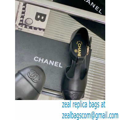 Chanel Heel 2cm Leather Round Toe Mary Janes Black 2023