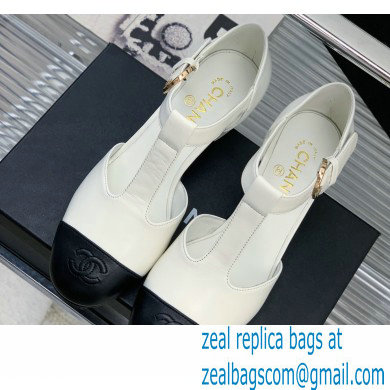 Chanel Heel 2cm Leather Round Toe Mary Janes White 2023
