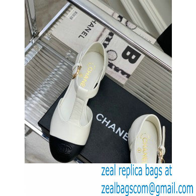 Chanel Heel 2cm Leather Round Toe Mary Janes White 2023