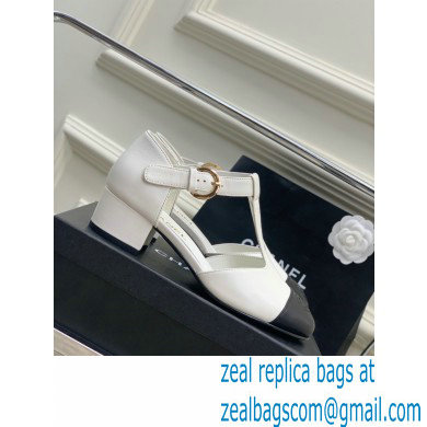 Chanel Heel 2cm Leather Round Toe Mary Janes White 2023