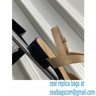Chanel Heel 3cm Leather Round Toe Slingbacks Beige 2023