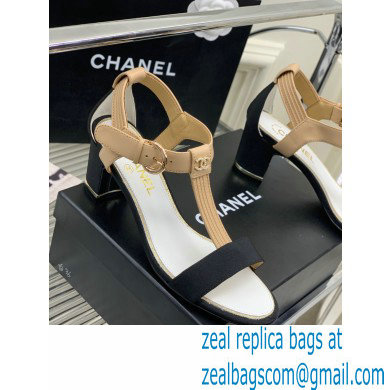Chanel Heel 4.5cm Lambskin and Grosgrain Sandals Beige 2023