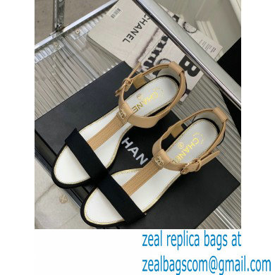 Chanel Heel 4.5cm Lambskin and Grosgrain Sandals Beige 2023