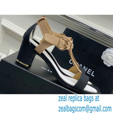 Chanel Heel 4.5cm Lambskin and Grosgrain Sandals Beige 2023