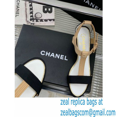 Chanel Heel 4.5cm Lambskin and Grosgrain Sandals Beige 2023