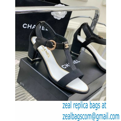 Chanel Heel 4.5cm Lambskin and Grosgrain Sandals Black 2023