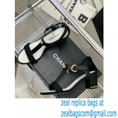 Chanel Heel 4.5cm Lambskin and Grosgrain Sandals Black 2023