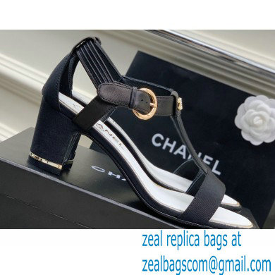 Chanel Heel 4.5cm Lambskin and Grosgrain Sandals Black 2023