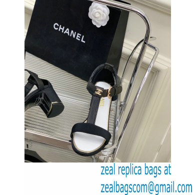 Chanel Heel 4.5cm Lambskin and Grosgrain Sandals Black 2023