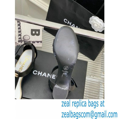 Chanel Heel 4.5cm Lambskin and Grosgrain Sandals Black 2023