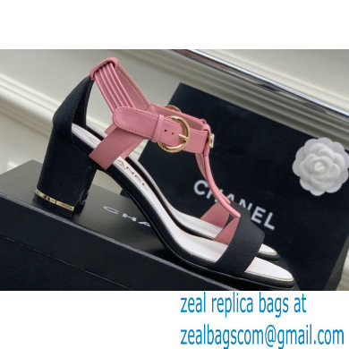 Chanel Heel 4.5cm Lambskin and Grosgrain Sandals Pink 2023