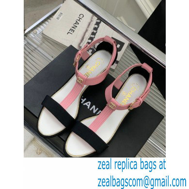 Chanel Heel 4.5cm Lambskin and Grosgrain Sandals Pink 2023