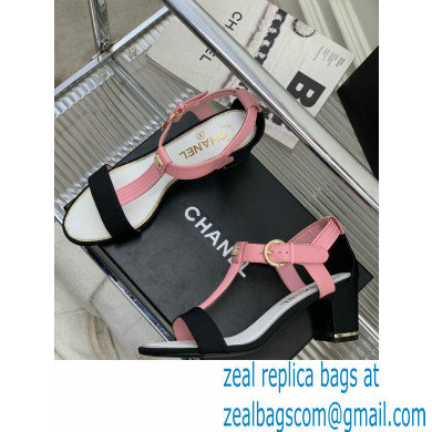 Chanel Heel 4.5cm Lambskin and Grosgrain Sandals Pink 2023