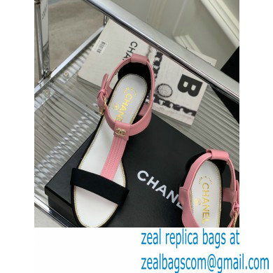 Chanel Heel 4.5cm Lambskin and Grosgrain Sandals Pink 2023