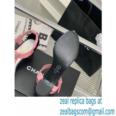 Chanel Heel 4.5cm Lambskin and Grosgrain Sandals Pink 2023