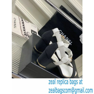 Chanel Heel 4.5cm Lambskin and Grosgrain Sandals White 2023