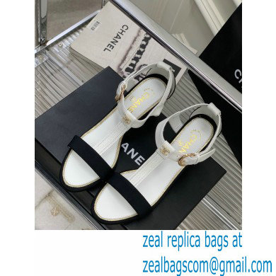 Chanel Heel 4.5cm Lambskin and Grosgrain Sandals White 2023