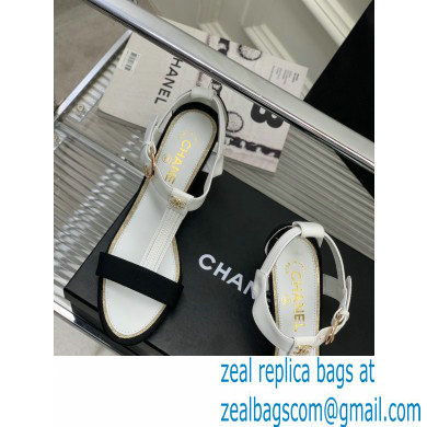 Chanel Heel 4.5cm Lambskin and Grosgrain Sandals White 2023