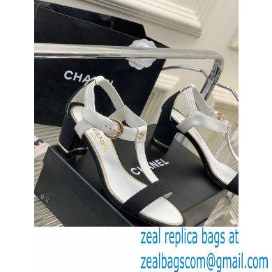 Chanel Heel 4.5cm Lambskin and Grosgrain Sandals White 2023