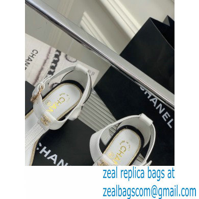 Chanel Heel 4.5cm Lambskin and Grosgrain Sandals White 2023