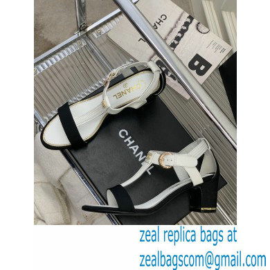 Chanel Heel 4.5cm Lambskin and Grosgrain Sandals White 2023