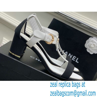 Chanel Heel 4.5cm Lambskin and Grosgrain Sandals White 2023
