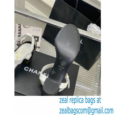 Chanel Heel 4.5cm Lambskin and Grosgrain Sandals White 2023