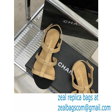 Chanel Heel 5cm CC Logo Sandals Beige 2023