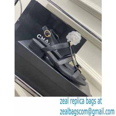 Chanel Heel 5cm CC Logo Sandals Black 2023