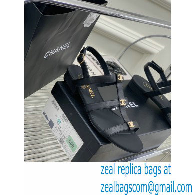 Chanel Heel 5cm CC Logo Sandals Black 2023