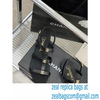 Chanel Heel 5cm CC Logo Sandals Black 2023