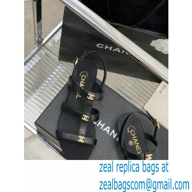 Chanel Heel 5cm CC Logo Sandals Black 2023