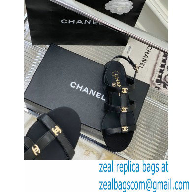 Chanel Heel 5cm CC Logo Sandals Black 2023