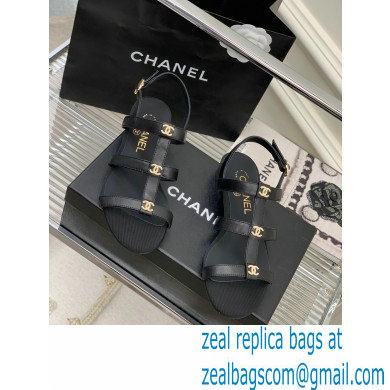 Chanel Heel 5cm CC Logo Sandals Black 2023