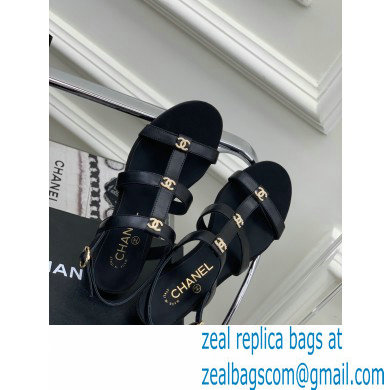 Chanel Heel 5cm CC Logo Sandals Black 2023