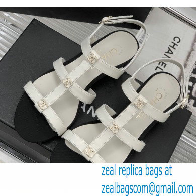 Chanel Heel 5cm CC Logo Sandals White 2023