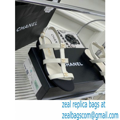 Chanel Heel 5cm CC Logo Sandals White 2023