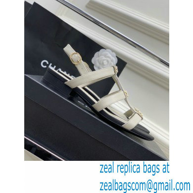 Chanel Heel 5cm CC Logo Sandals White 2023