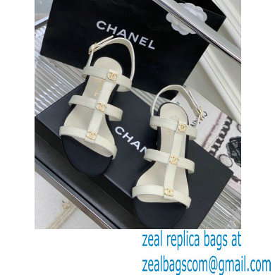 Chanel Heel 5cm CC Logo Sandals White 2023