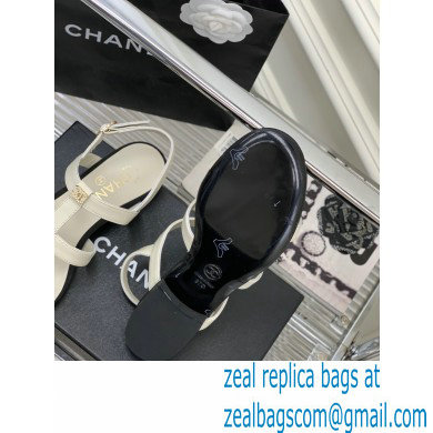 Chanel Heel 5cm CC Logo Sandals White 2023
