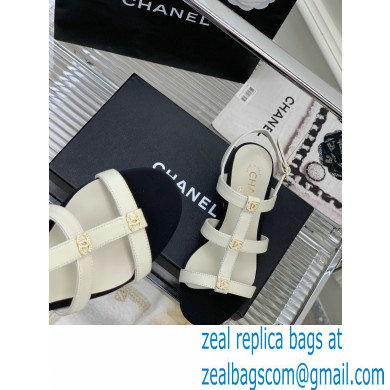 Chanel Heel 5cm CC Logo Sandals White 2023