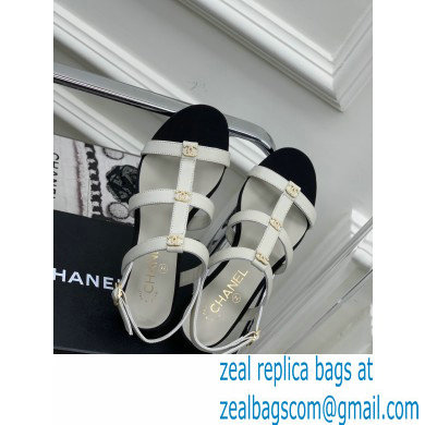 Chanel Heel 5cm CC Logo Sandals White 2023