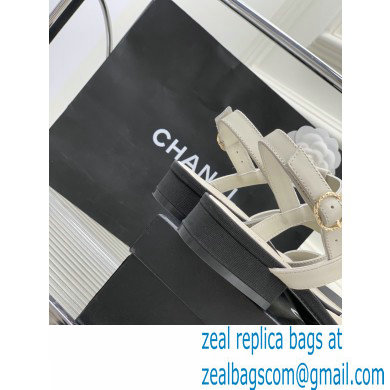 Chanel Heel 5cm CC Logo Sandals White 2023