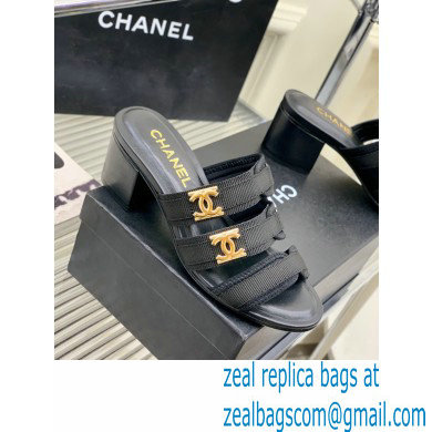 Chanel Heel 5cm Lycra Logo Mules 2023