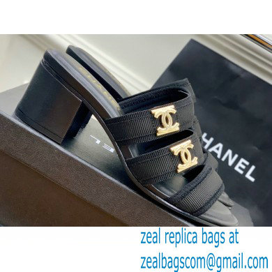 Chanel Heel 5cm Lycra Logo Mules 2023