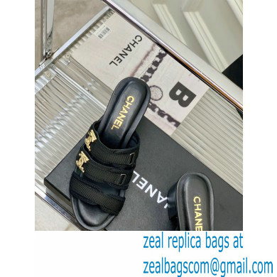 Chanel Heel 5cm Lycra Logo Mules 2023