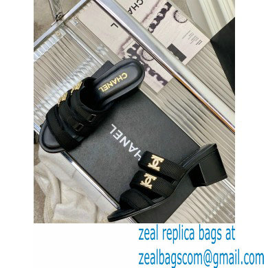 Chanel Heel 5cm Lycra Logo Mules 2023