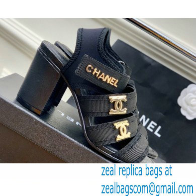 Chanel Heel 7cm Lycra Logo Sandals 2023