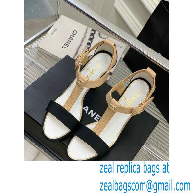 Chanel Heel 9cm Lambskin and Grosgrain Sandals Beige 2023